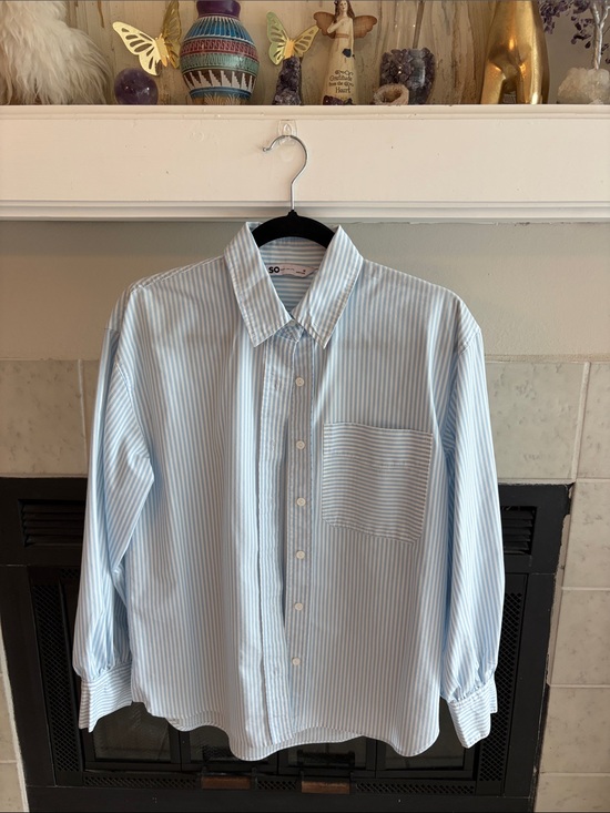 Sonoma Goods For Life Tops - Sonoma Light Blue and White Pinstripe Button-Down Shirt